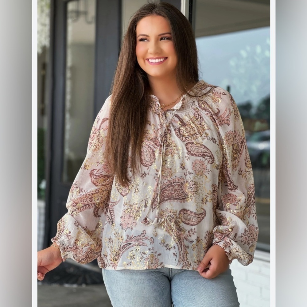 Jones NEW YORK Women’s oversized Top Paisley 3/4 Sleeve blouse NWOT Sz 3X summer